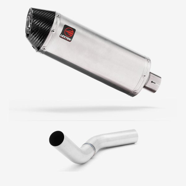 Lextek RP2 Gloss S/Steel Oval Exhaust 300mm with Link Pipe for Kawasaki Z800 (13-16)