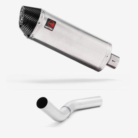 Lextek RP2 Gloss S/Steel Oval Exhaust 300mm with Link Pipe for Kawasaki Z800 (13-16)