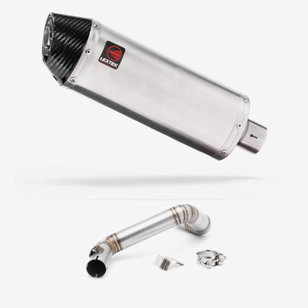 Lextek RP2 Gloss S/Steel Oval Exhaust 300mm with Link Pipe for KTM 125/200 Duke (11-16)
