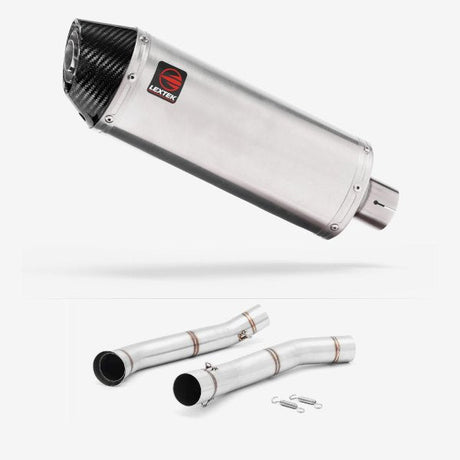 Lextek RP2 Gloss S/Steel Oval Exhaust 300mm with Link Pipe for KTM 690 Duke (12-15)