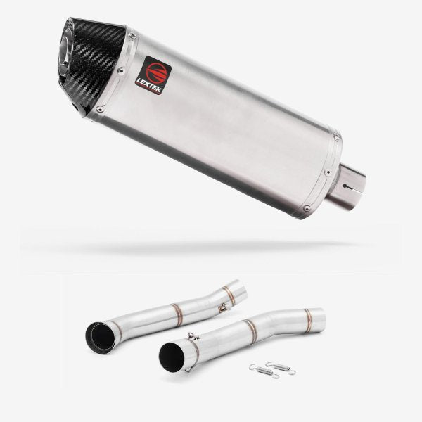 Lextek RP2 Gloss S/Steel Oval Exhaust 300mm with Link Pipe for KTM 690 Duke (12-15)
