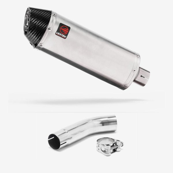Lextek RP2 Gloss S/Steel Oval Exhaust 300mm with Link Pipe for Suzuki GSXR 600/750 (11- )