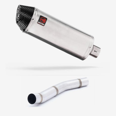 Lextek RP2 Gloss S/Steel Oval Exhaust 300mm with Link Pipe for Kawasaki Z750 (07-12)