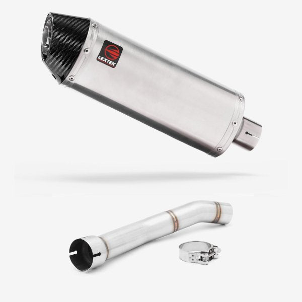 Lextek RP2 Gloss S/Steel Oval Exhaust 300mm with Link Pipe for Yamaha YZF R1 (99-01)