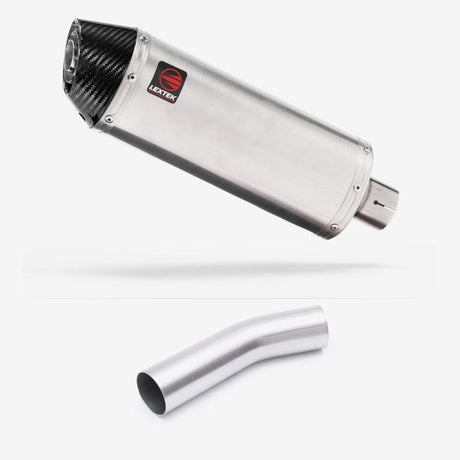 Lextek RP2 Gloss S/Steel Oval Exhaust 300mm with Link Pipe for Kawasaki ZX-10R Ninja (08-10)