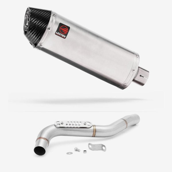 Lextek RP2 Gloss S/Steel Oval Exhaust 300mm with Link Pipe for Triumph Tiger 1050 (07-12)