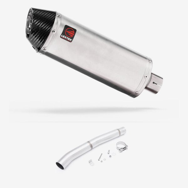 Lextek RP2 Gloss S/Steel Oval Exhaust 300mm with Link Pipe for Yamaha YZF R6 (06-16)