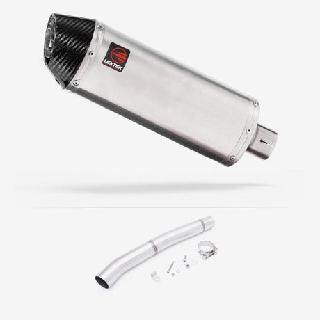 Lextek RP2 Gloss S/Steel Oval Exhaust 300mm with Link Pipe for Yamaha YZF R6 (06-16)