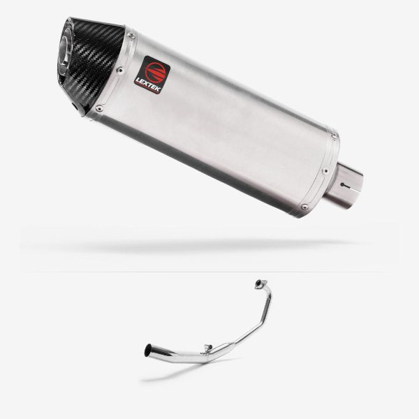 Lextek RP2 Gloss S/Steel Oval Exhaust System 300mm for Honda CBR 125 R (04-10)