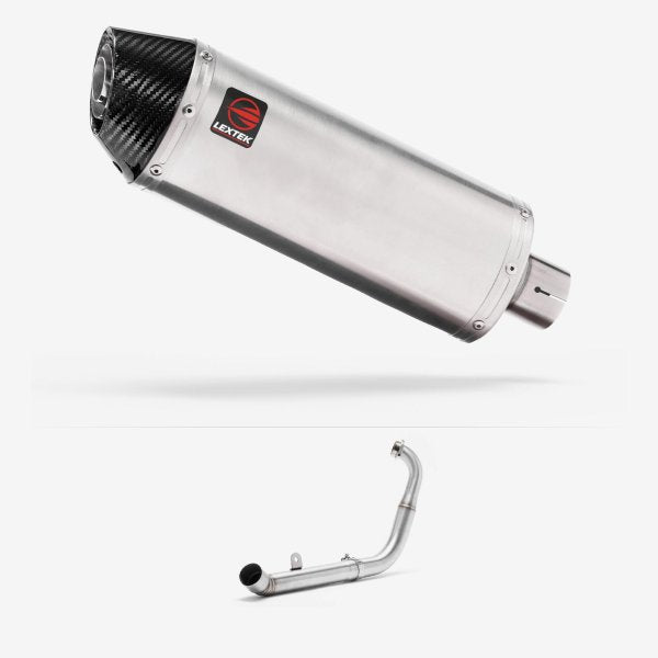 Lextek RP2 Gloss S/Steel Oval Exhaust System 300mm for Yamaha YZF-R125 / MT-125 (14-18)