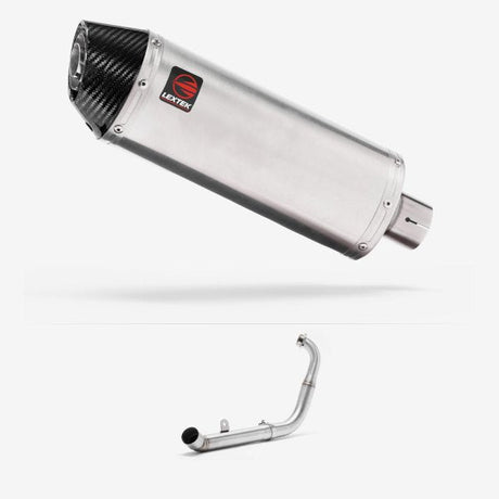 Lextek RP2 Gloss S/Steel Oval Exhaust System 300mm for Yamaha YZF-R125 / MT-125 (14-18)
