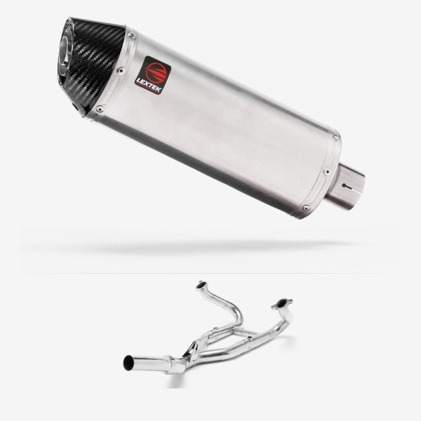 Lextek RP2 Gloss S/Steel Oval Exhaust System 300mm for BMW R 1200 GS (12-17) R 1200 R RS (14-17)