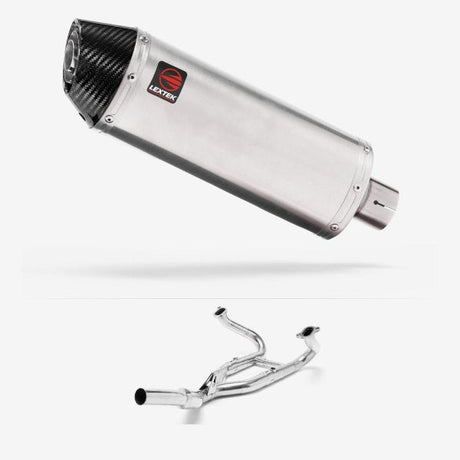Lextek RP2 Gloss S/Steel Oval Exhaust System 300mm for BMW R 1200 GS (12-17) R 1200 R RS (14-17)