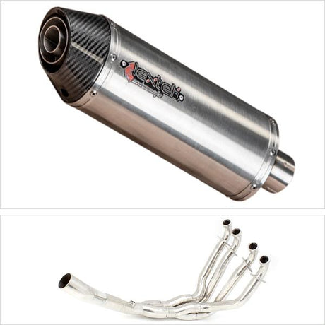 Lextek RP2 Gloss S/Steel Oval Exhaust System 300mm for Kawasaki ZX-10R Ninja (10-17)