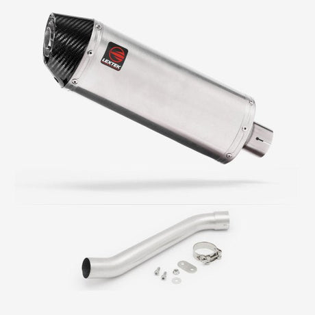 Lextek RP2 Gloss S/Steel Oval Exhaust 300mm with Link Pipes for Aprilia RSV 4 (09-14) Tuono (11-16)