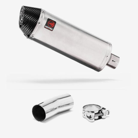 Lextek RP2 Gloss S/Steel Oval Exhaust 300mm with Link Pipe for Suzuki GSXR 1000 (12-22)
