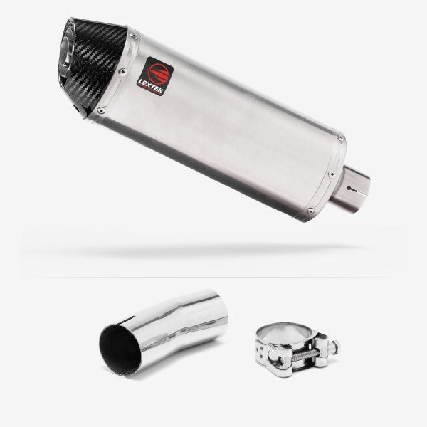 Lextek RP2 Gloss S/Steel Oval Exhaust 300mm with Link Pipe for Suzuki GSXR 1000 (12-22)