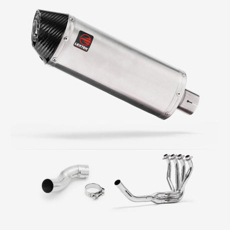 Lextek RP2 Gloss S/Steel Oval Exhaust System 300mm for Kawasaki Z900 (17-19)