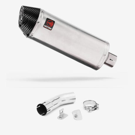 Lextek RP2 Gloss S/Steel Oval Exhaust System 300mm for Suzuki GSX-S 1000 F (15-20)