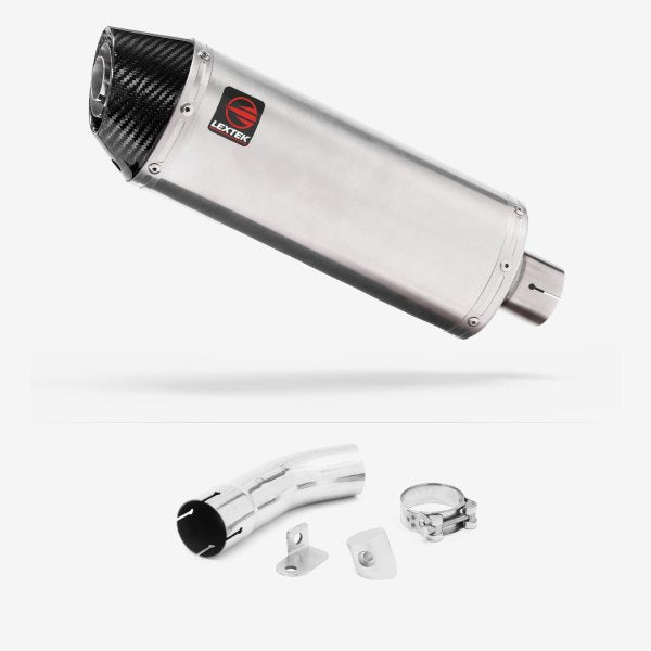Lextek RP2 Gloss S/Steel Oval Exhaust System 300mm for Suzuki GSX-S 1000 F (15-20)