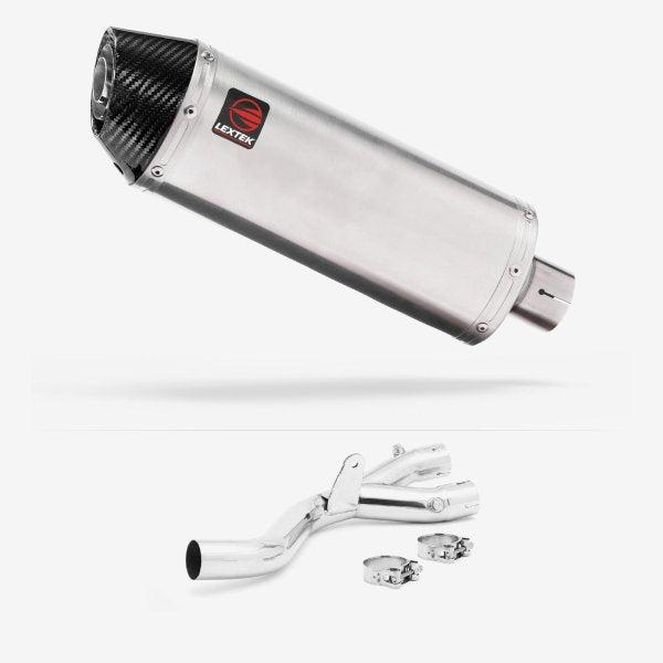 Lextek RP2 Gloss S/Steel Oval Exhaust 300mm with De-Cat Link Pipe for Yamaha MT-10 (16-)