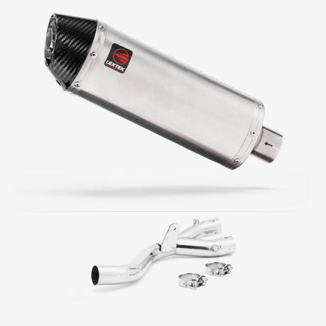 Lextek RP2 Gloss S/Steel Oval Exhaust 300mm with De-Cat Link Pipe for Yamaha MT-10 (16-)