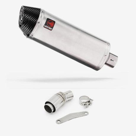 Lextek RP2 Gloss S/Steel Oval Exhaust 300mm with Link Pipe for Kawasaki Versys-X 300 (17-18)
