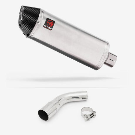Lextek RP2 Gloss S/Steel Oval Exhaust 300mm with Link Pipe for Suzuki SV650 (16-20)