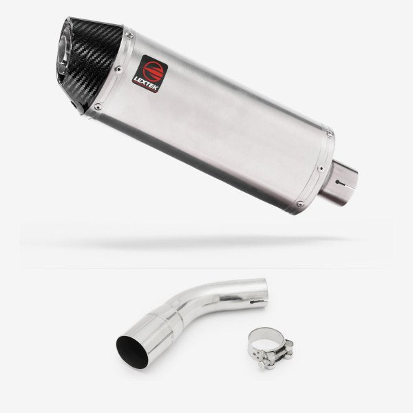 Lextek RP2 Gloss S/Steel Oval Exhaust 300mm with Link Pipe for Suzuki SV650 (16-20)