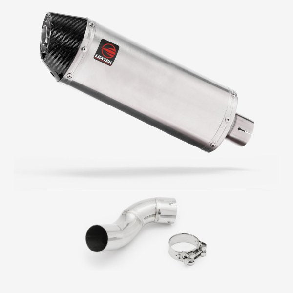 Lextek RP2 Gloss S/Steel Oval Exhaust 300mm with Link Pipe for Kawasaki Z900 (17-19)