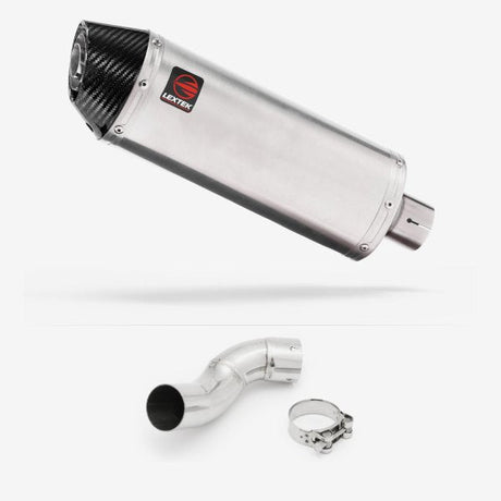 Lextek RP2 Gloss S/Steel Oval Exhaust 300mm with Link Pipe for Kawasaki Z900 (17-19)
