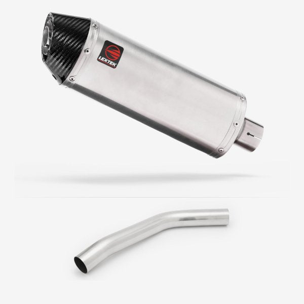 Lextek RP2 Gloss S/Steel Oval Exhaust 300mm with Link Pipe for Triumph Tiger 800 (10-19)