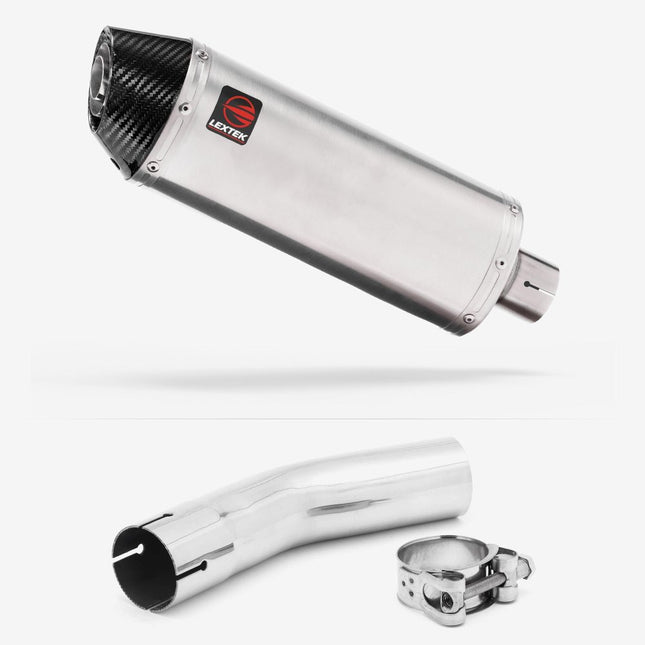Lextek Brushed Stainless Steel RP2 300mm Exhaust with Link Pipe for Lexmoto LXR 125 & 380