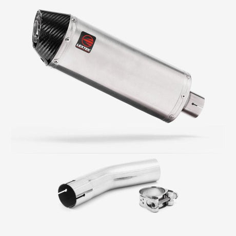Lextek RP2 Gloss S/Steel Oval Exhaust 300mm with Link Pipe for Lexmoto LXR 125 & 380