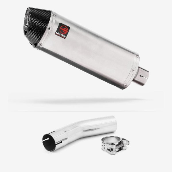 Lextek RP2 Gloss S/Steel Oval Exhaust 300mm with Link Pipe for Lexmoto LXR 125 & 380