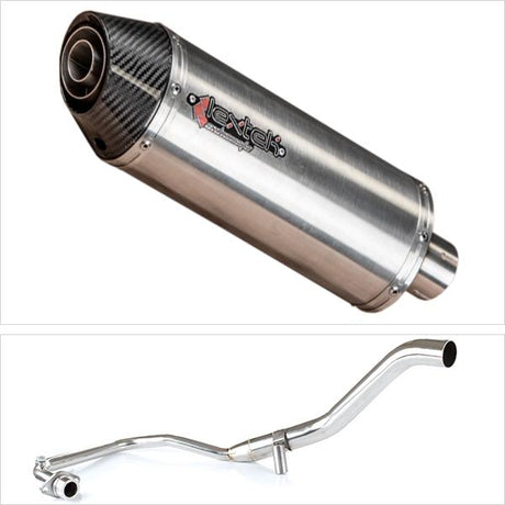 Lextek RP2 Gloss S/Steel Oval Exhaust System 300mm for Lexmoto Hawk 125