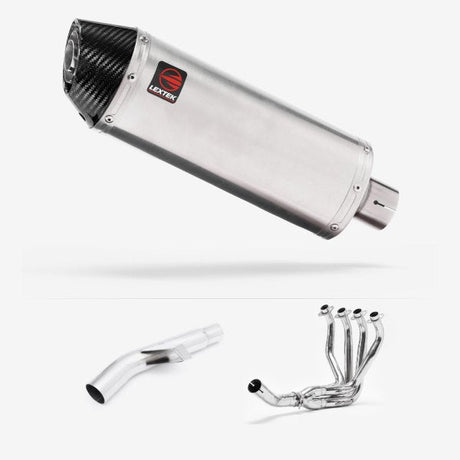 Lextek RP2 Gloss S/Steel Oval Exhaust System 300mm for Kawasaki Versys 1000 (15-18)