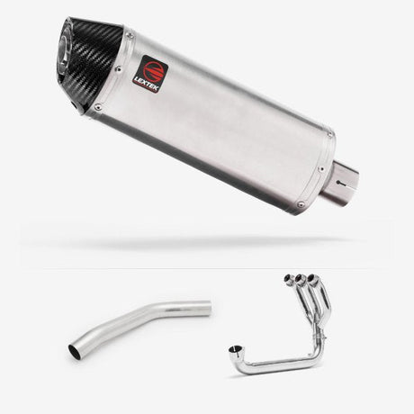 Lextek RP2 Gloss S/Steel Oval Exhaust System 300mm for Triumph Tiger 800 (10-21)
