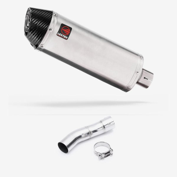Lextek RP2 Gloss S/Steel Oval Exhaust 300mm with Link Pipe for Triumph Street Triple 675 (13-17)