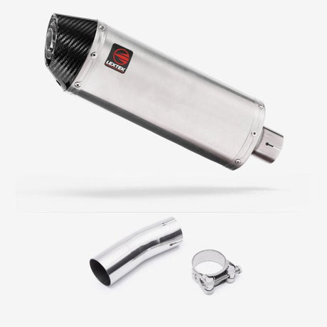 Lextek RP2 Gloss S/Steel Oval Exhaust 300mm with Link Pipe for Kawasaki Ninja 400 & Z400 (18-20)
