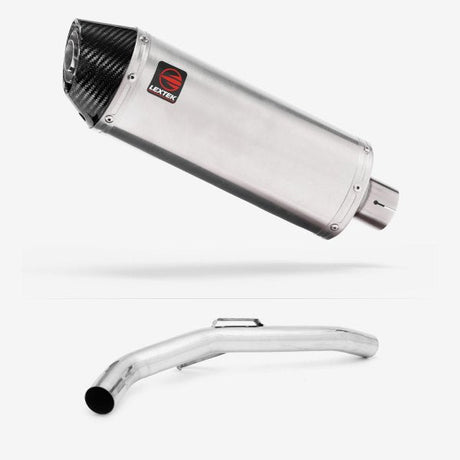 Lextek RP2 Gloss S/Steel Oval Exhaust 300mm with Link Pipe for Triumph Explorer 1200 (12-18)