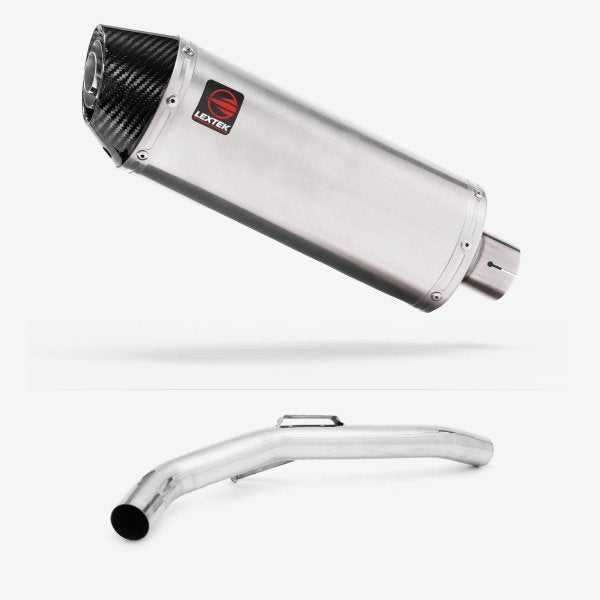 Lextek RP2 Gloss S/Steel Oval Exhaust 300mm with Link Pipe for Triumph Explorer 1200 (12-18)