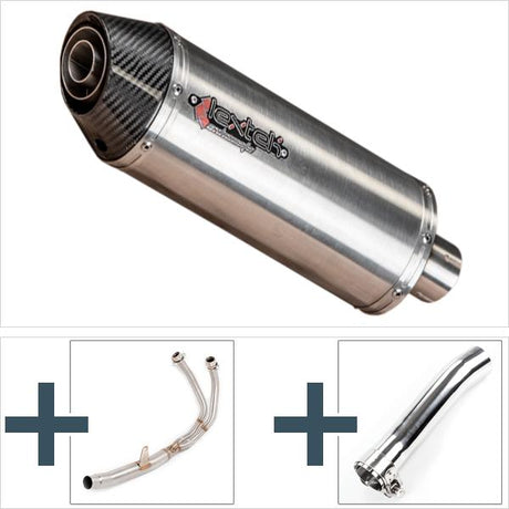 Lextek RP2 Gloss S/Steel Oval Exhaust System 300mm for Honda CBR500R (13-19)