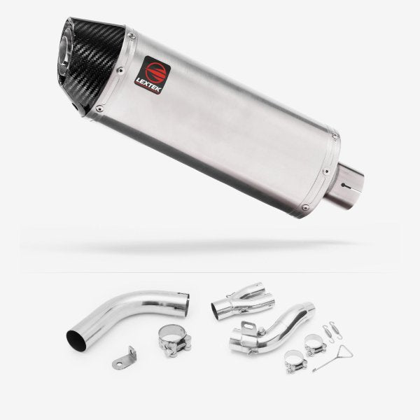 Lextek RP2 Gloss S/Steel Oval Exhaust 300mm with De-Cat Link Pipe for Honda CB1000R (08-17)
