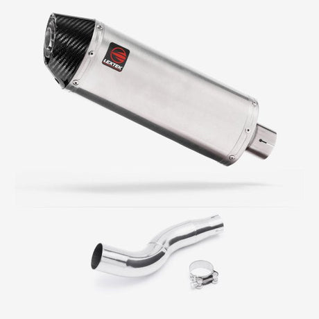 Lextek RP2 Gloss S/Steel Oval Exhaust 300mm with Link Pipe for Honda CB300R (18-20)
