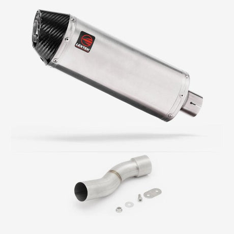 Lextek RP2 Gloss S/Steel Oval Exhaust 300mm with Link Pipe for Ducati Monster 1200 (14-19)