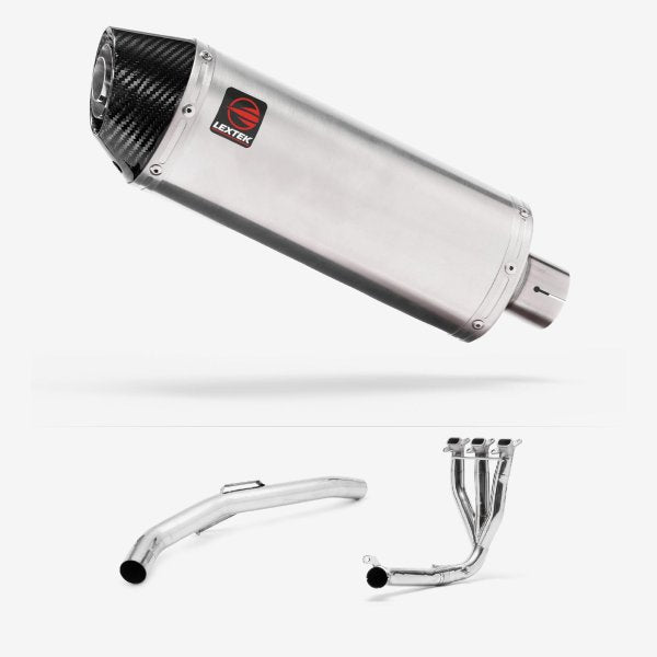 Lextek RP2 Gloss S/Steel Oval Exhaust System 300mm for Triumph Explorer 1200 (12-18)