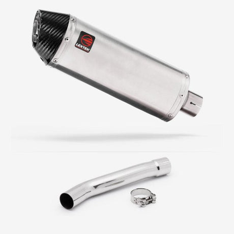 Lextek RP2 Gloss S/Steel Oval Exhaust 300mm with Link Pipe for Yamaha YZF R6 (03-05)