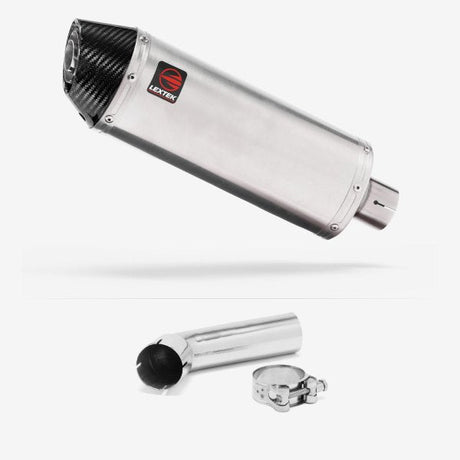 Lextek RP2 Gloss S/Steel Oval Exhaust 300mm with Link Pipe for Suzuki DL1000 V-Strom (14-19)