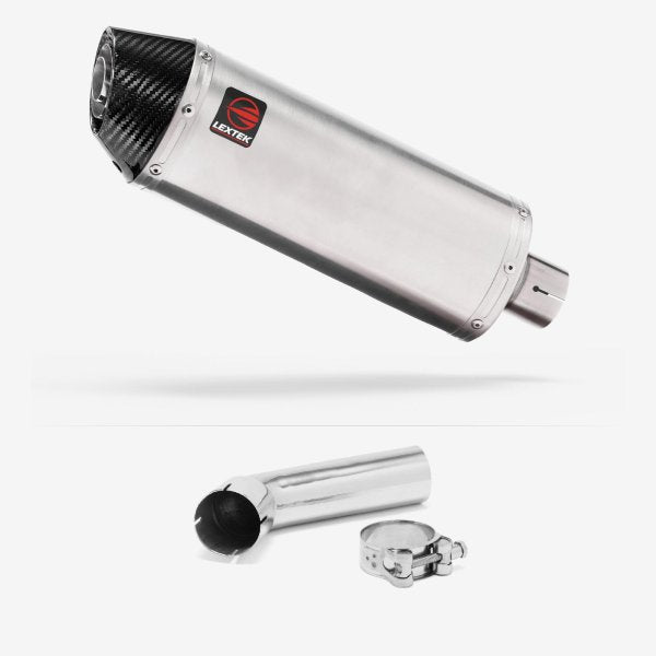 Lextek RP2 Gloss S/Steel Oval Exhaust 300mm with Link Pipe for Suzuki DL1000 V-Strom (14-19)